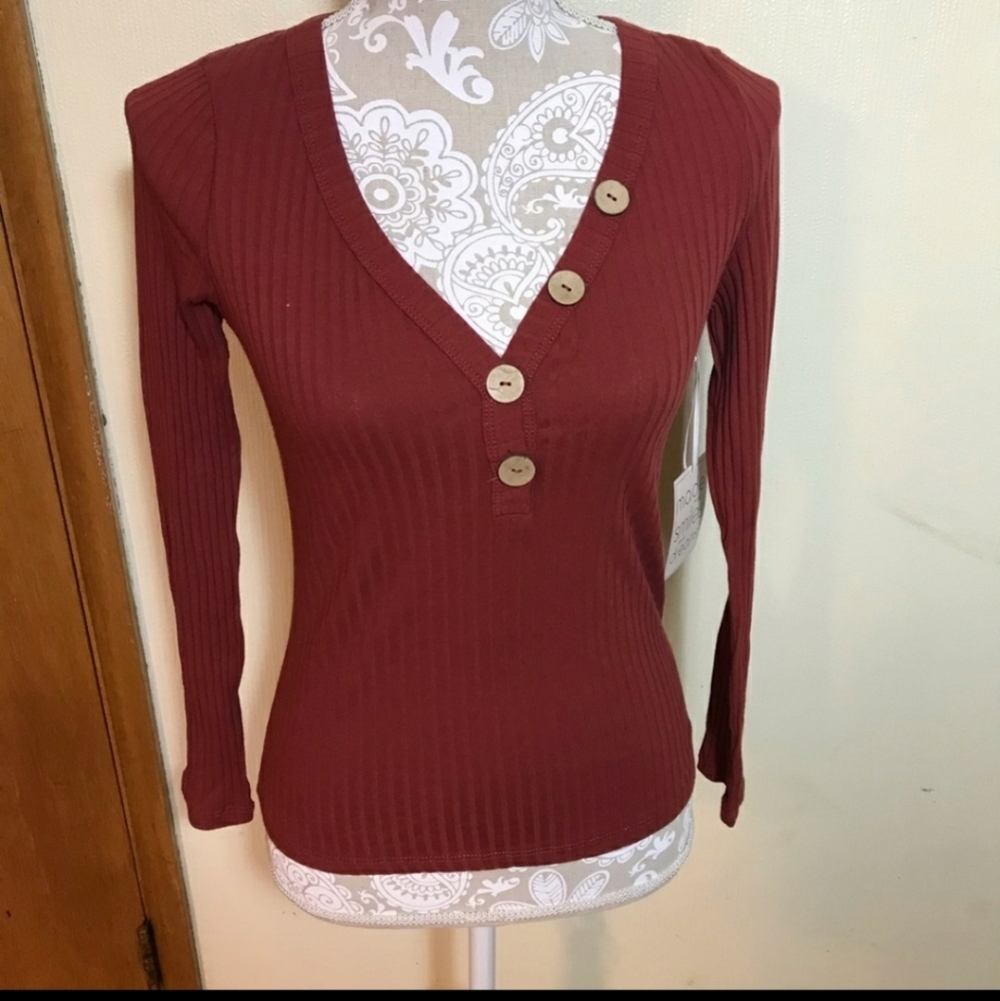 NWT Cute V Neck Sweater Top by Timing
